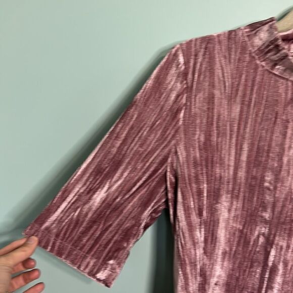 Anthropologie Pilcro Velveteen Mock-Neck Top Pink - Picture 4 of 9